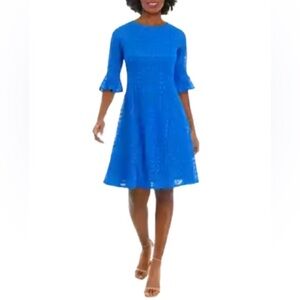 Elegant Blue Long Sleeve Dress